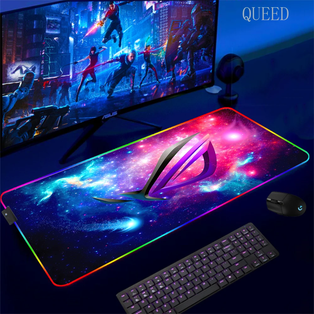 Фото Коврик для мыши с рисунком Asus, игровой светодиодный коврик для мыши 900x400, коврики для мыши, настольные коврики для ПК, офисный настольный коврик, коврики для клавиатуры RGB XXL №1