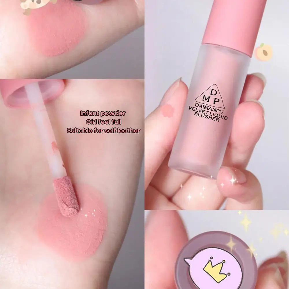 

Velvet Face Blush Liquid Matte Soft Pink Peach Makeup Blusher Cream Cheek Tint Natural Brighten Blusher Pigment Lasting Cosmetic