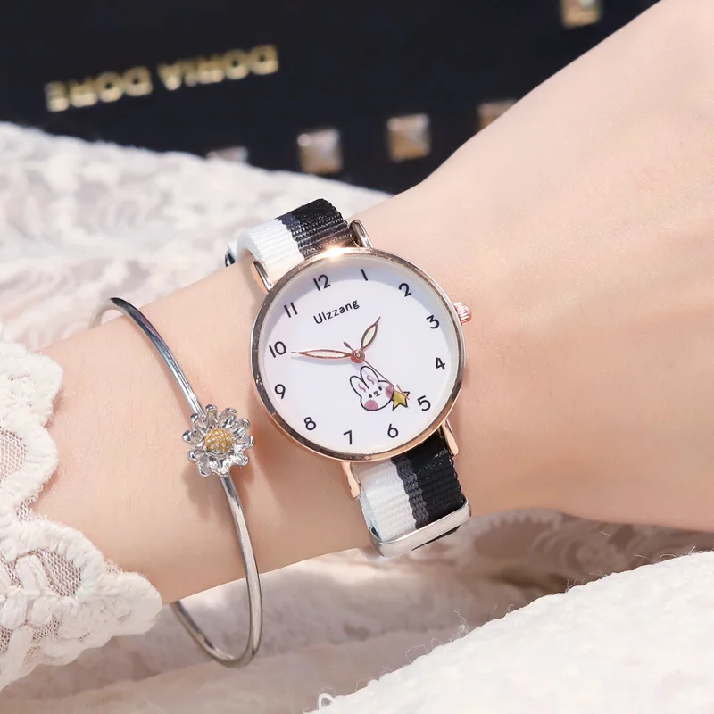 Роскошные простые часы для женщин с нейлоновым ремешком спортивные