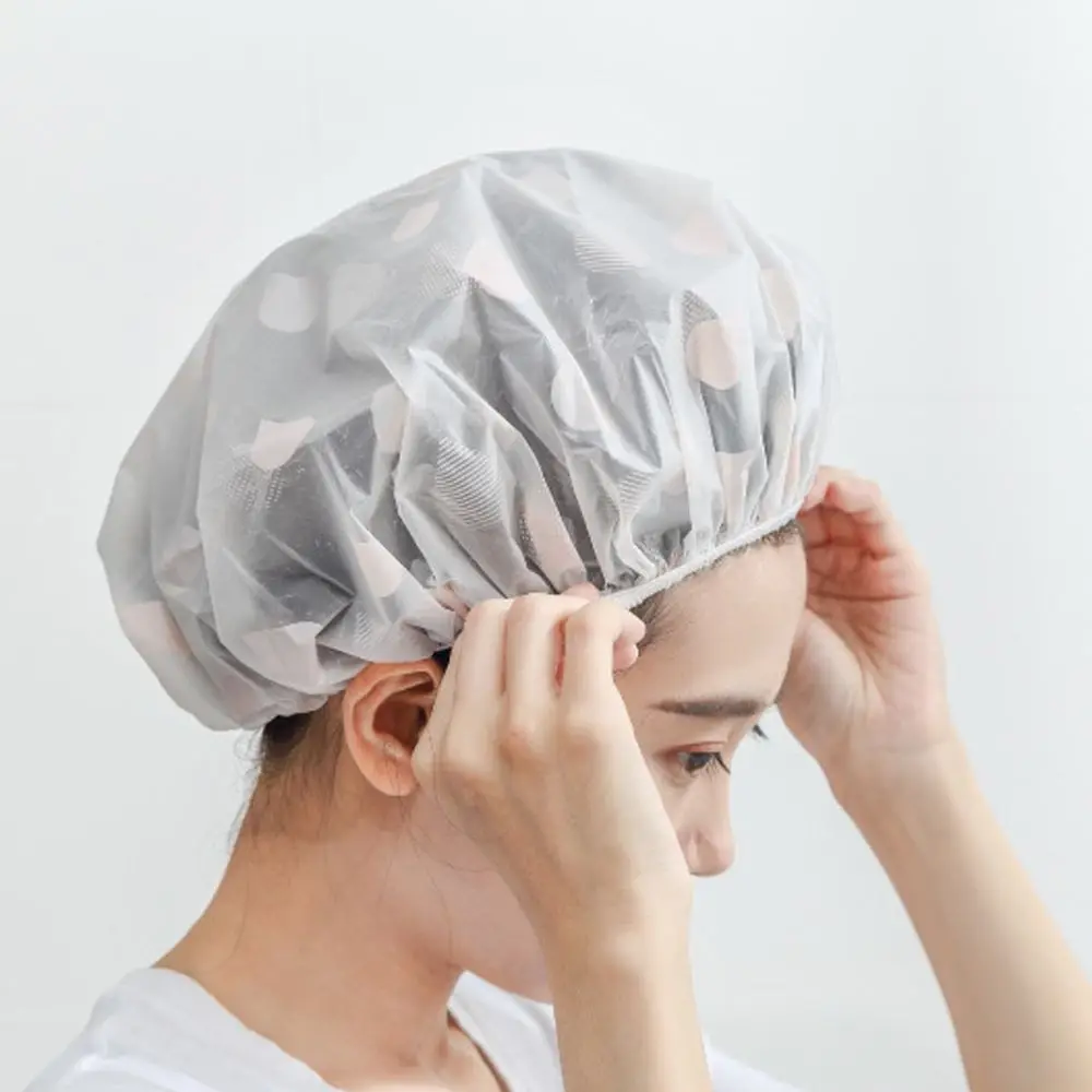 

Waterproof Women Shower Cap Shower Hat Head Cover Hair Dryer Shower Cap Bathing Tools Home Bathroom Supplies Hair Wrap