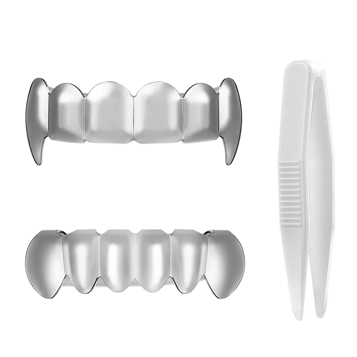 

Hip Hop Grills Set Shiny Mouth Bottom Set Silver hip hop jewelry for Men Teens