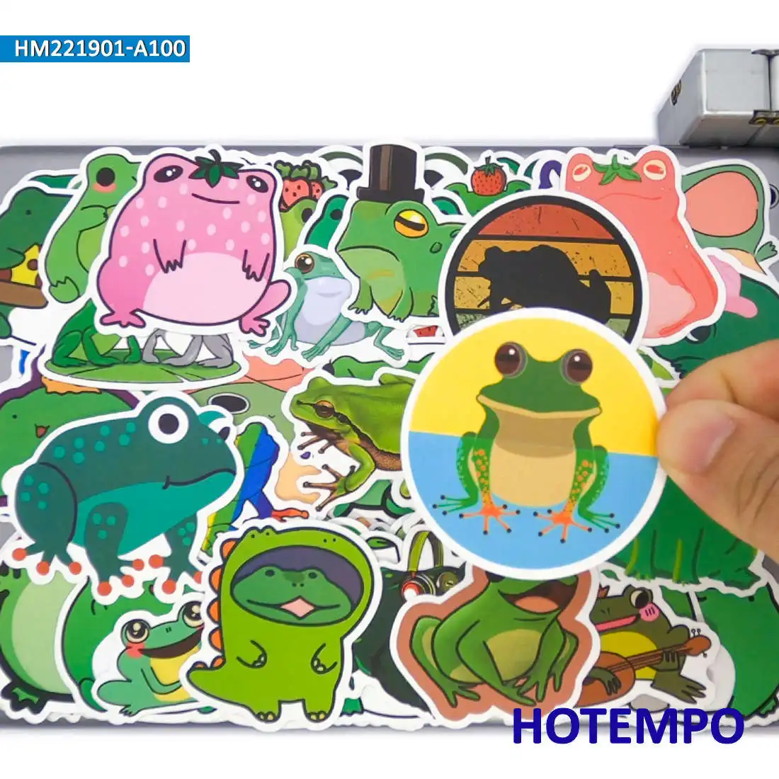50/100 Pieces Cute Green Frog Cartoon Graffiti Funny Animal Phone Laptop Car Stickers for Notebooks Guitar Suitcase Bike Sticker