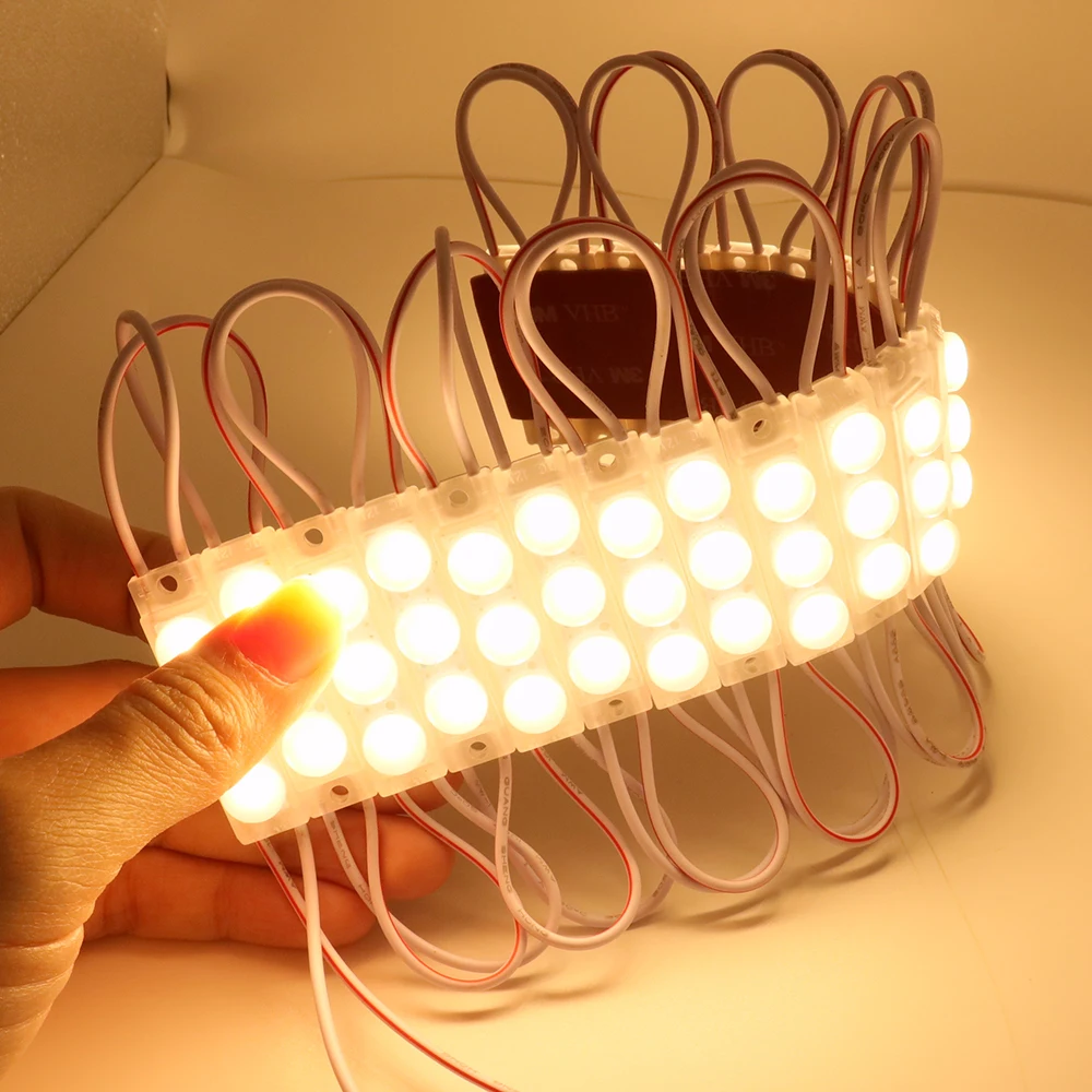 Миниатюрный светодиодный модуль SMD 2835, 12 В, 3 светодиода с объективом, супер яркая водонепроницаемая внешняя рекламная подсветка IP65, 20 шт./партия