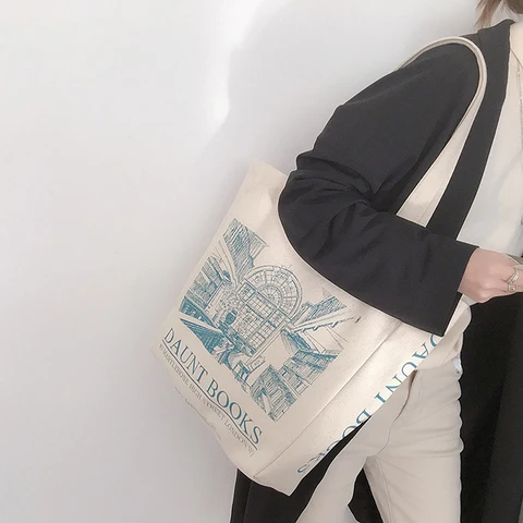 Женская Холщовая Сумка через плечо, Лондонская двойная сумка для книг, Повседневная сумка для покупок, сумка для книг