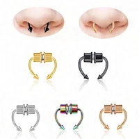 fake nose ring hoop nose septum rings stainless steel magnet nose punk fake piercing body jewelry gothic rock ear clip jewelry
