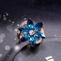 rings for women 925 silver blue crystal girl japanese and korean personality temperament hipster rings aestethic jewelry party