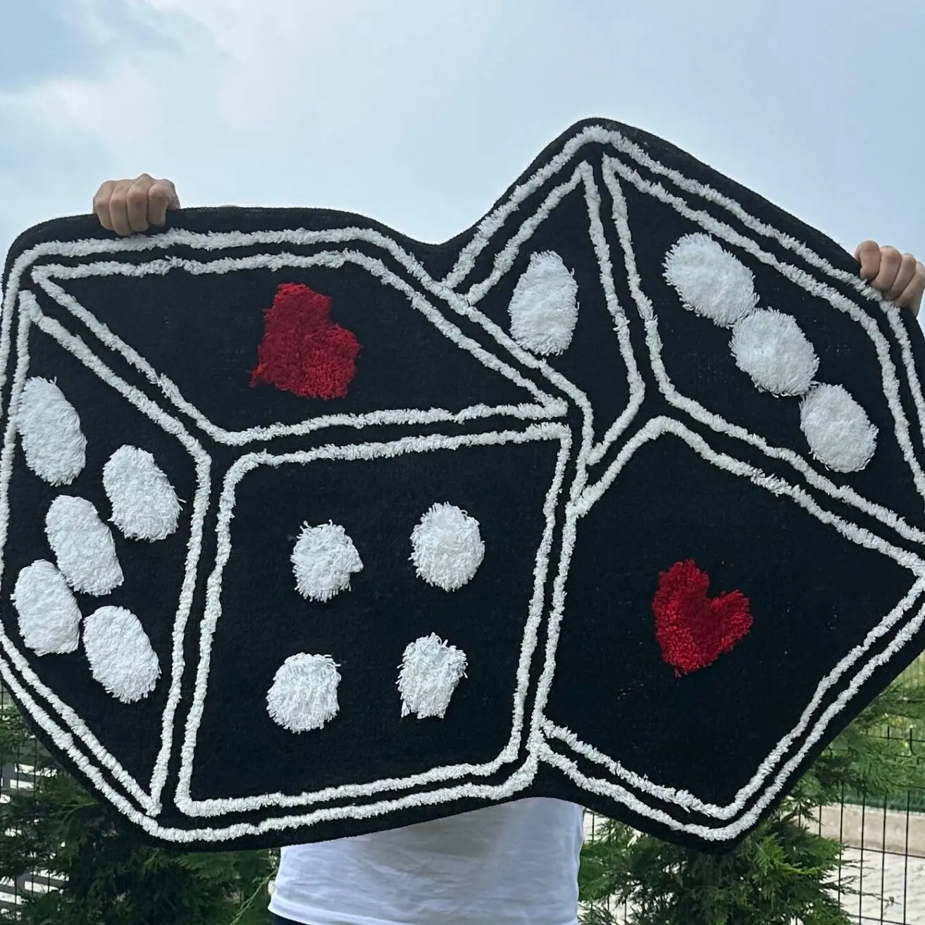 Ковер в виде игральных костей для спальни Черный нескользящий мягкий фланелевый