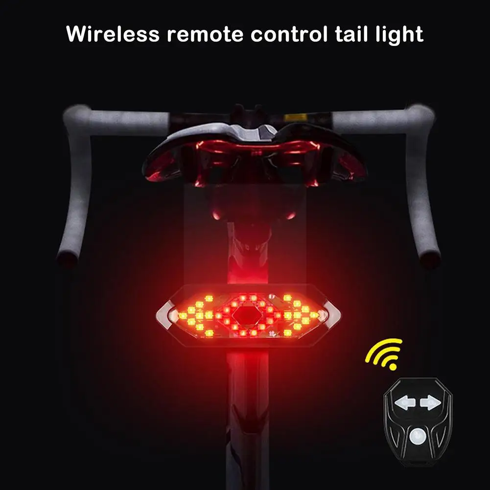 

Led Bicycle Tail Light Usb Charging 32led Wireless Remote Control Night Riding Turn Signal Lights 3.7 X 1.3 X 1 in Wholesale