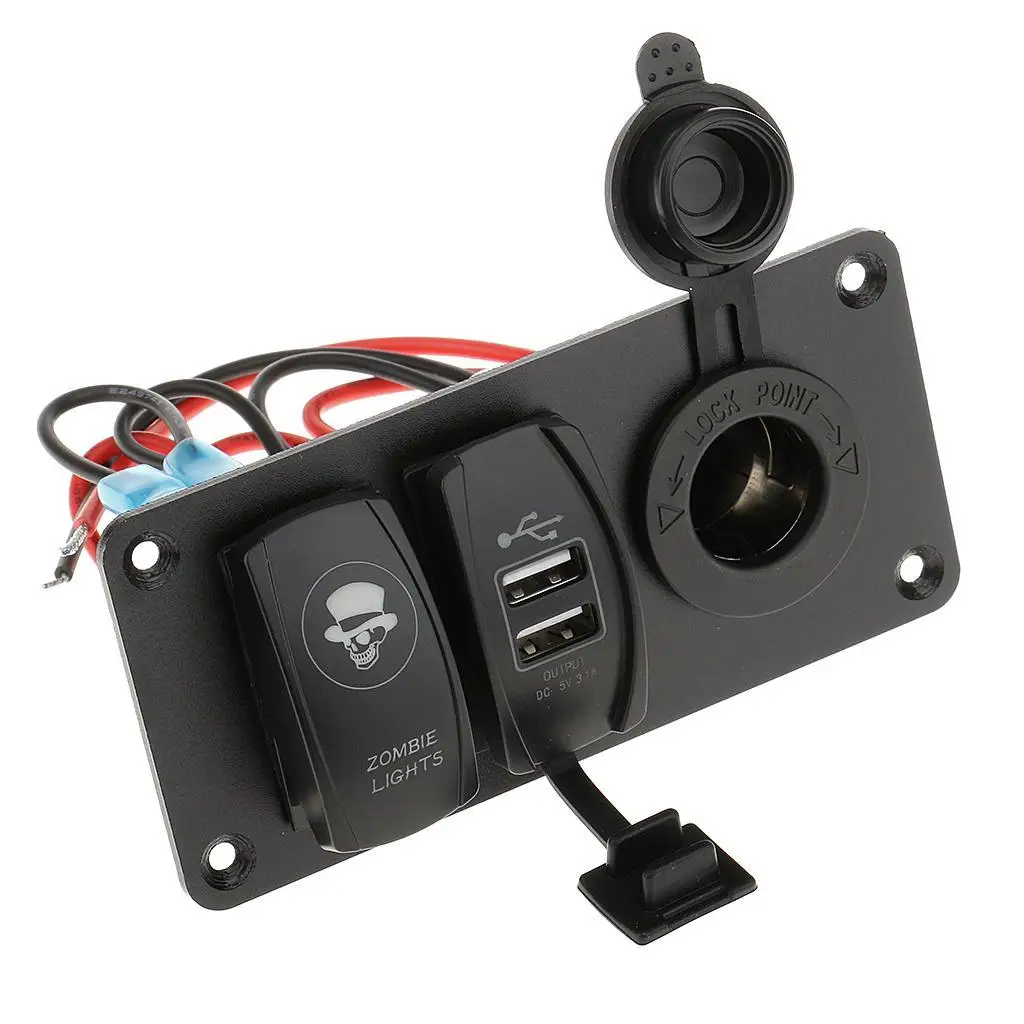 

Универсальный кнопочный переключатель с розеткой питания и зарядным устройством USB для лодок и грузовиков 12 В/24 В