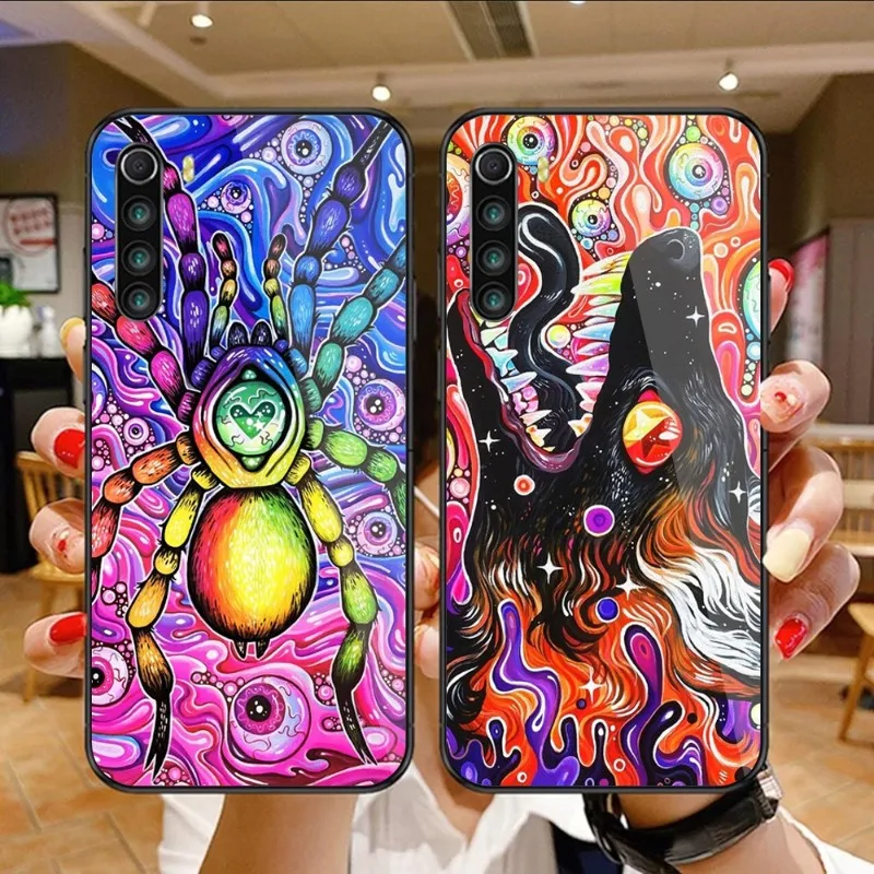 

Colored Wolf Phone Case For Xiaomi 13 12 11T 10 9 Redmi Note 11 10 10S Pro Redmi 9 9A 8 Black PC Glass Phone Cover