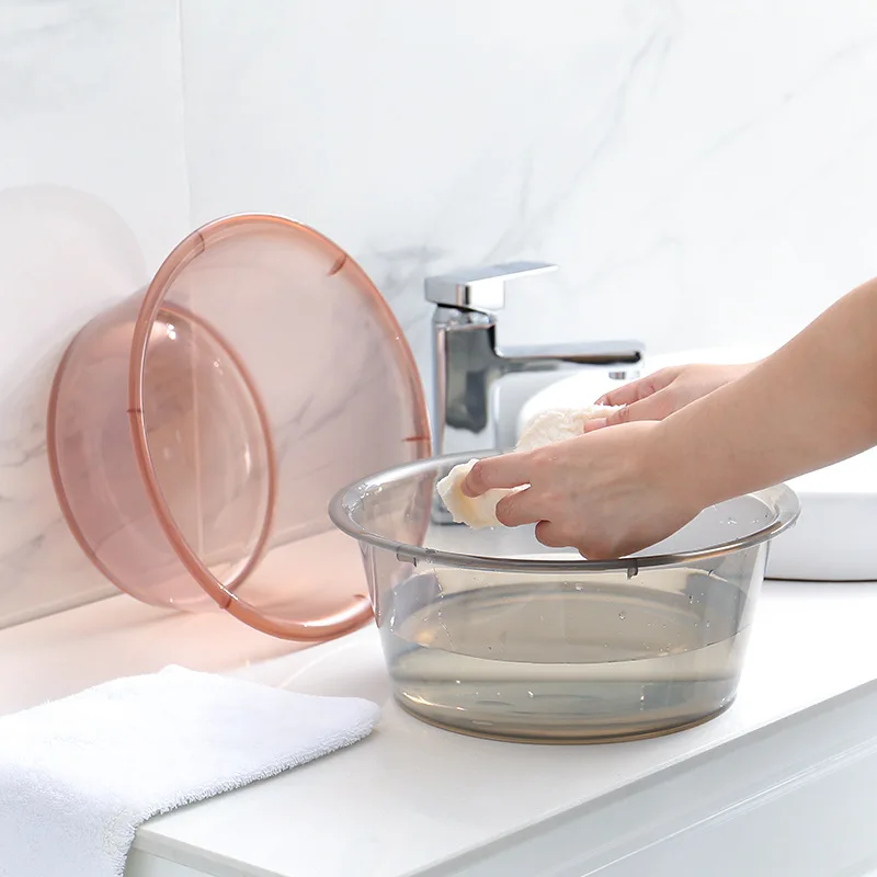

Transparent Wash Basin Bathroom Accessories Large Capacity Home Hand Basin Washing Tools Storage Plastic Bathroom Accessories