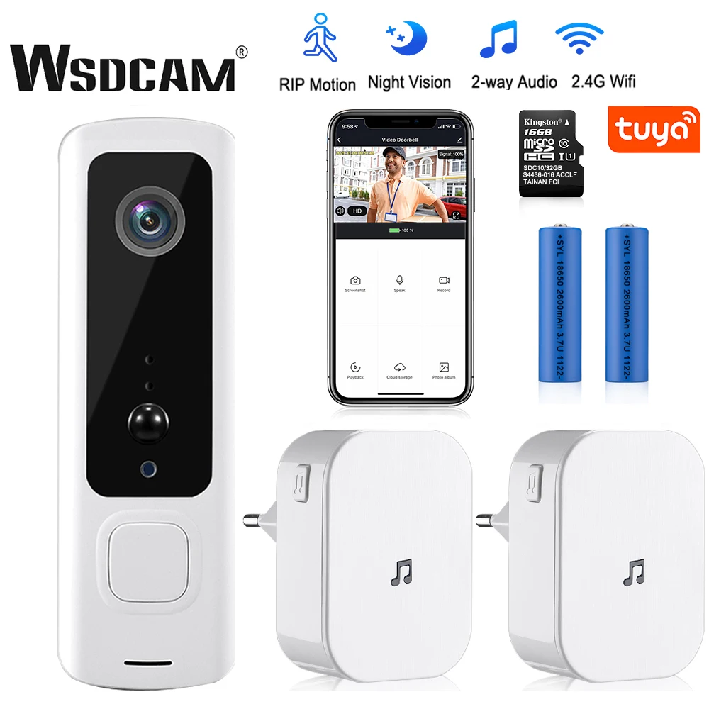 WSDCAM видео дверной звонок Wifi беспроводной домофон квартиры кольцо умный ночное