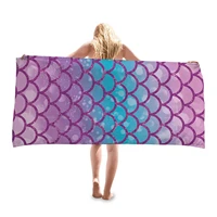 creative bath towel quick drying mermaid beach towel fashion women print sunscreen shawl microfiber bath towel 4 model