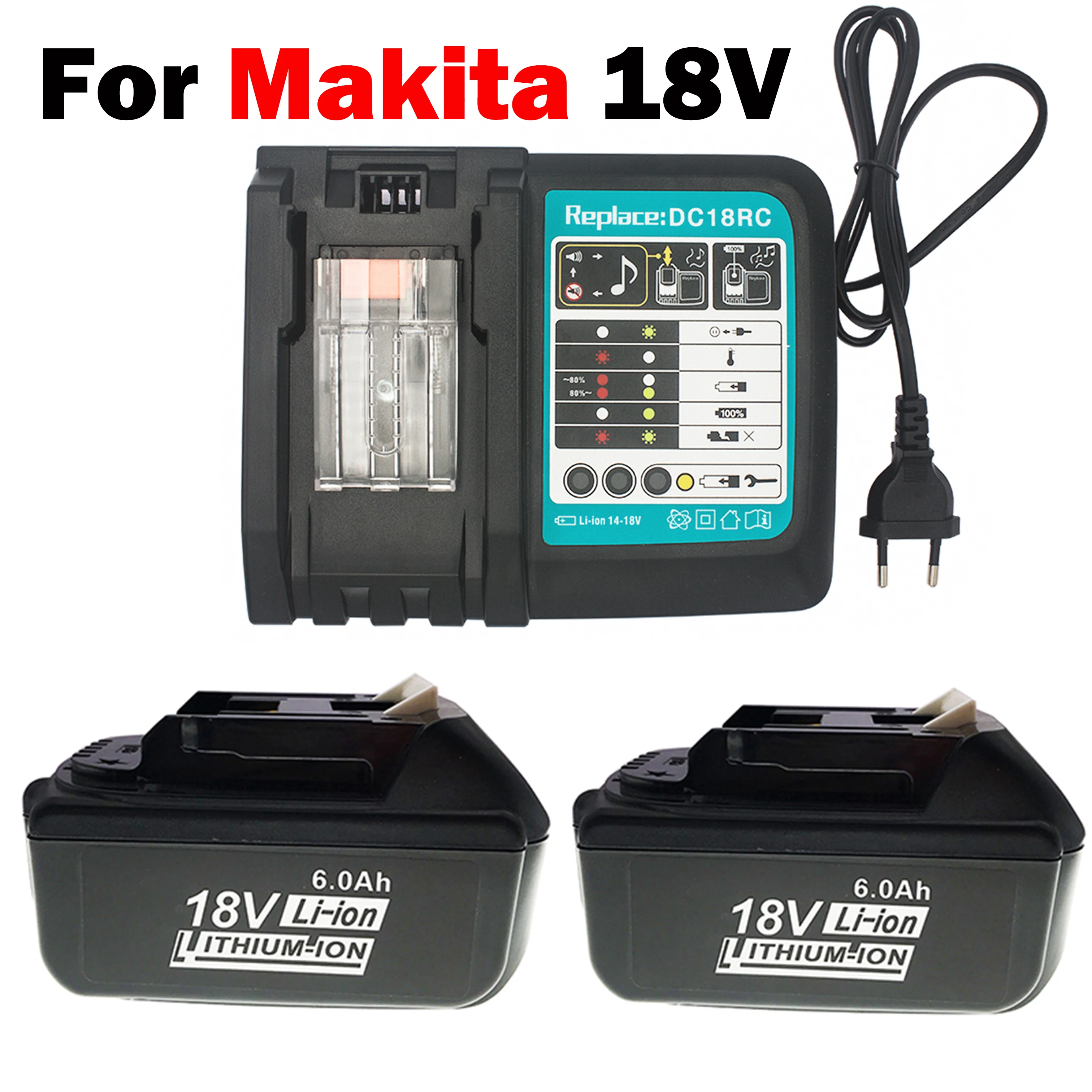 

Latest Upgraded BL1860 Rechargeable Battery 18 V 6000mAh Lithium ion for Makita 18v Battery BL1840 BL1850 BL1830 BL1860B LXT 400