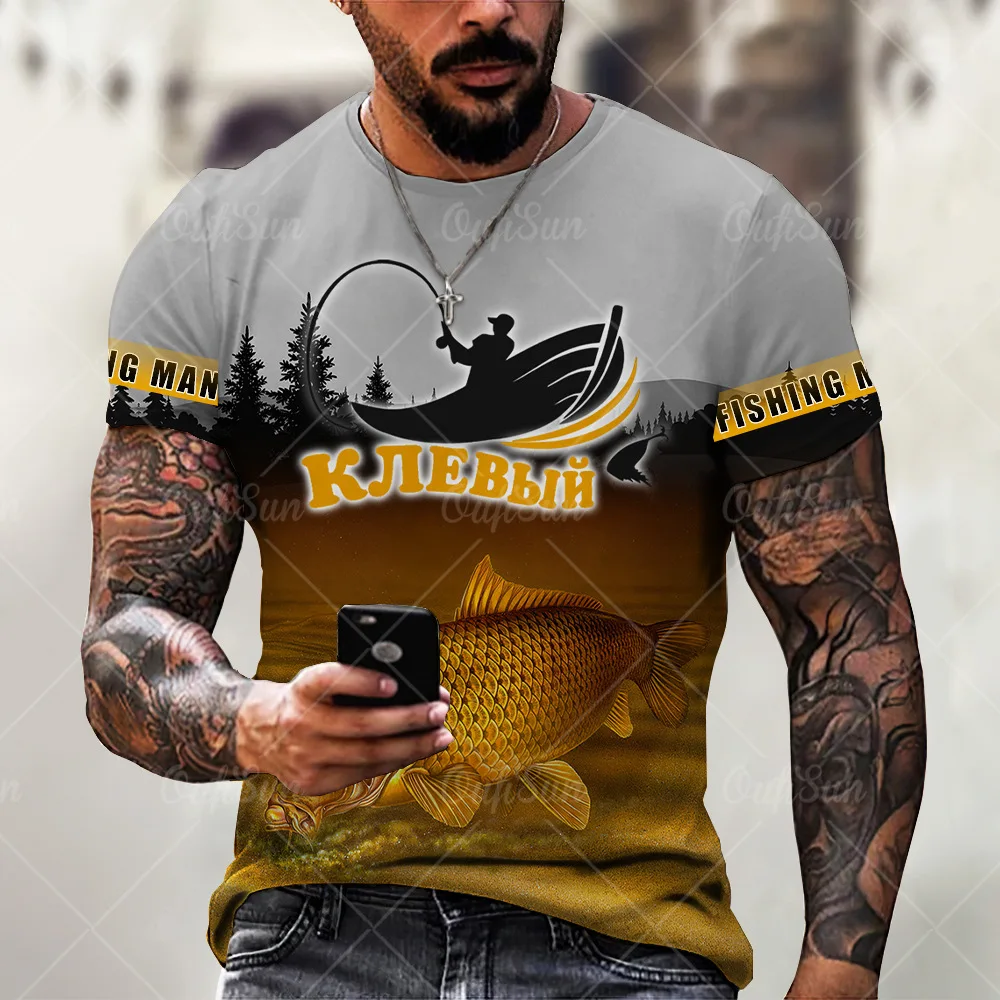

New Fishing Style Summer Men 3D Printed T Shirt Free Shipping Round Neck Short Sleeve Plus Size Top camisetas Drop Shipping