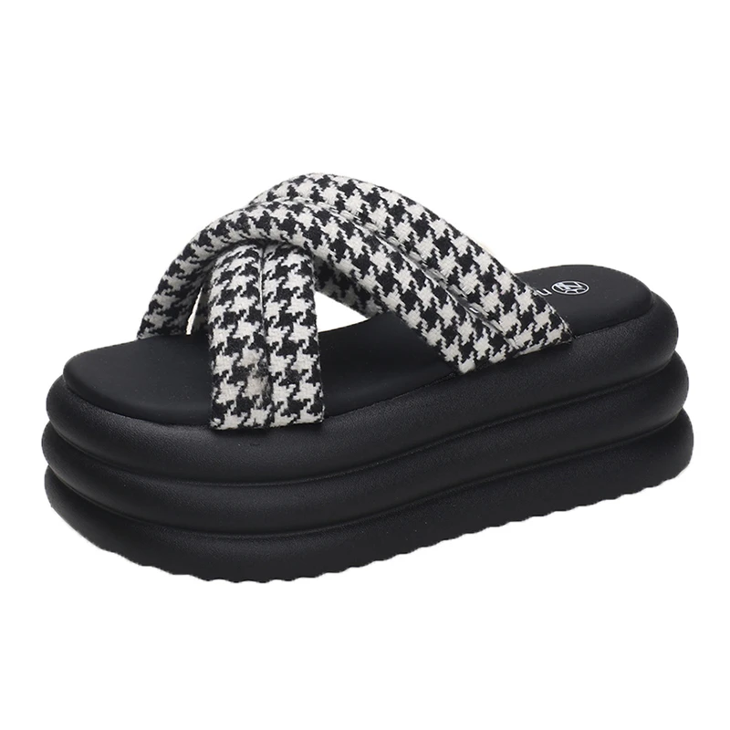 

7.5CM Platform Sandals For Women Open Toe Summer Chunky Shoes Flatform Slip On Outdoor Indoor Slipper Sandals Summer Beach Roman