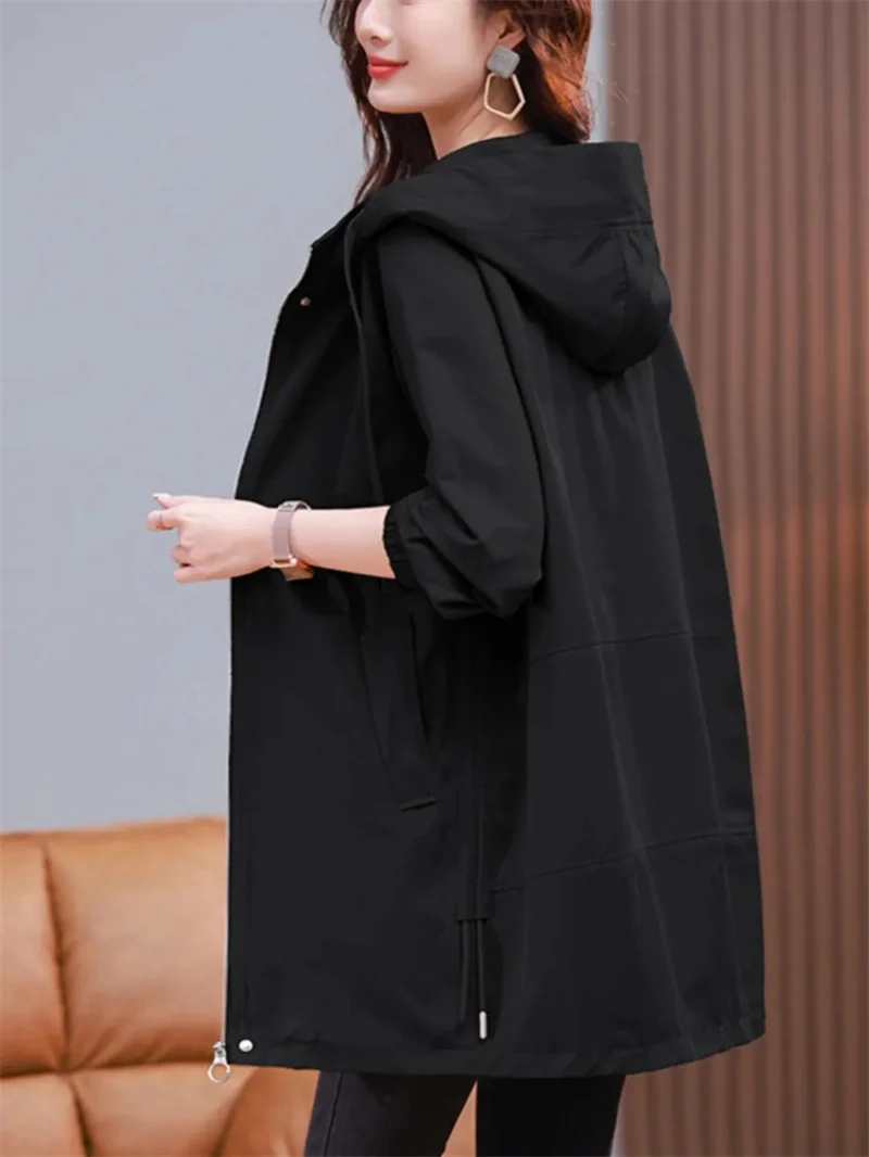 Ветровка женская на весну и осень новинка 2024 Женское пальто средней длины с