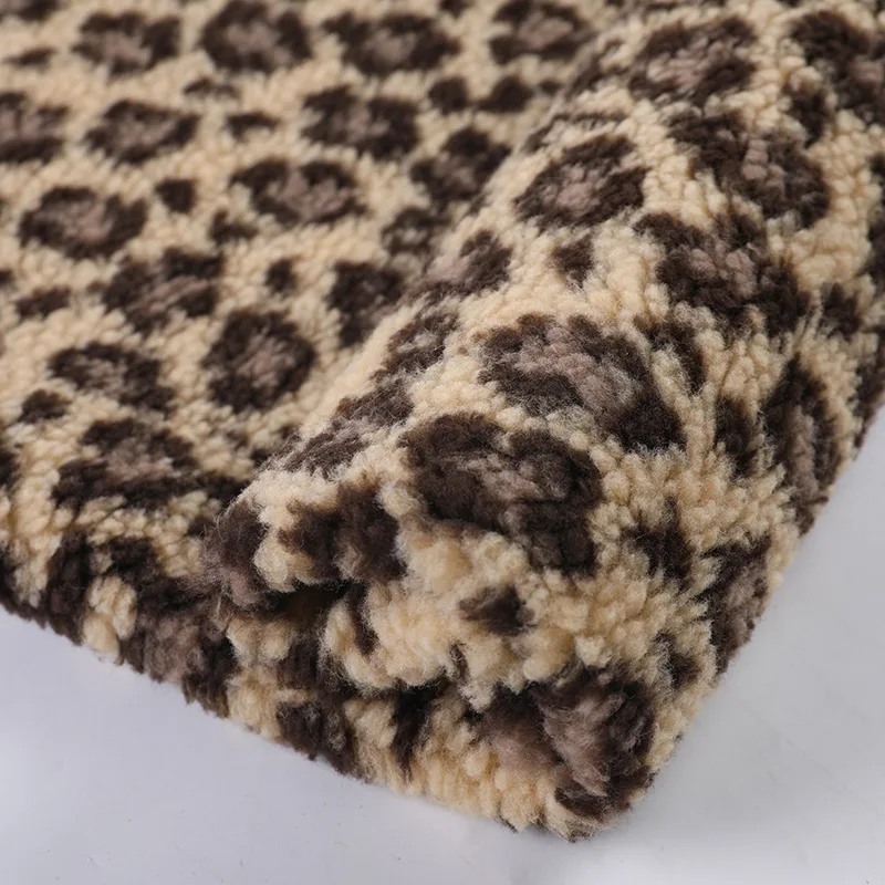 

1meter leopard print lamb plush jacquard knitted fabric polar fleece Plush Cloth Fabric fur fabric for patchwork