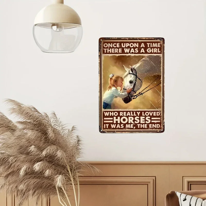 Винтажный ковбойский металлический жестяной знак девушка с лошадью она жила