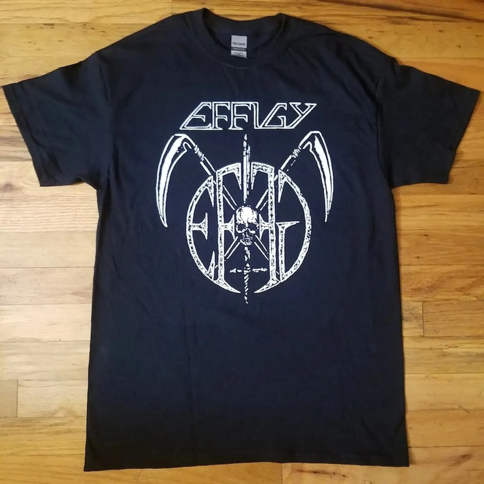 Фото Футболка EFFIGY в стиле хардкор-панк, винтажный мерч группы Crust D Beat Underground UK, унисекс, с эффектом потертости, эластичная, повседневная, с графическим принтом №1