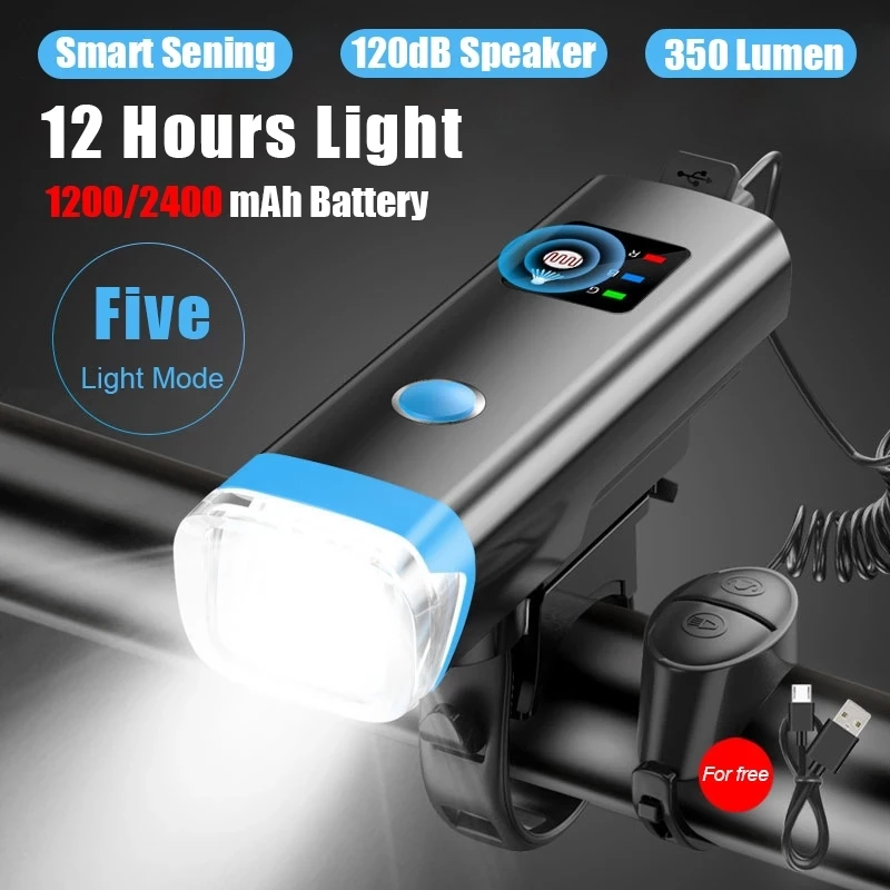 

Bicycle Front Lights Auto Shut Off Super Bright USB Rechargeable Set LED Mount Bike Lights Waterproof Headlight Flashligh Horn
