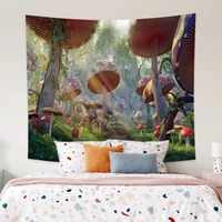 psychedelic kawaii mushroom tapestry wall hanging girl dormitory aesthetics wall cloth carpet ceiling room decor room home