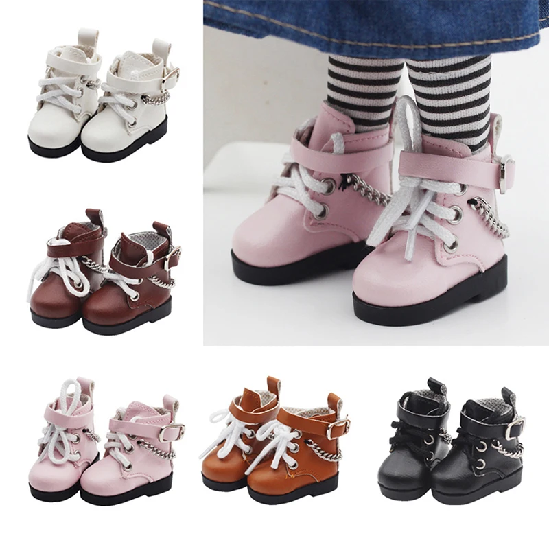 

Mini Doll Shoes Chain Shoes High-top PU Shoes For American Paola Reina Doll&1/6 BJD Blythe EXO Doll Boots Girl`s Gift