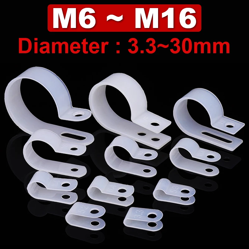 PA66 Nylon Wire Fixing Clip R-type U-type Card UC Buckle Wall Cable Management Wiring Routing Button |