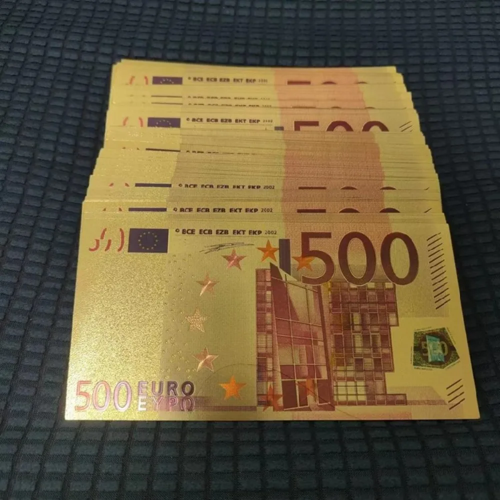 Поддельные золотые пластиковые банкноты Евро 500 евро красочные европейские