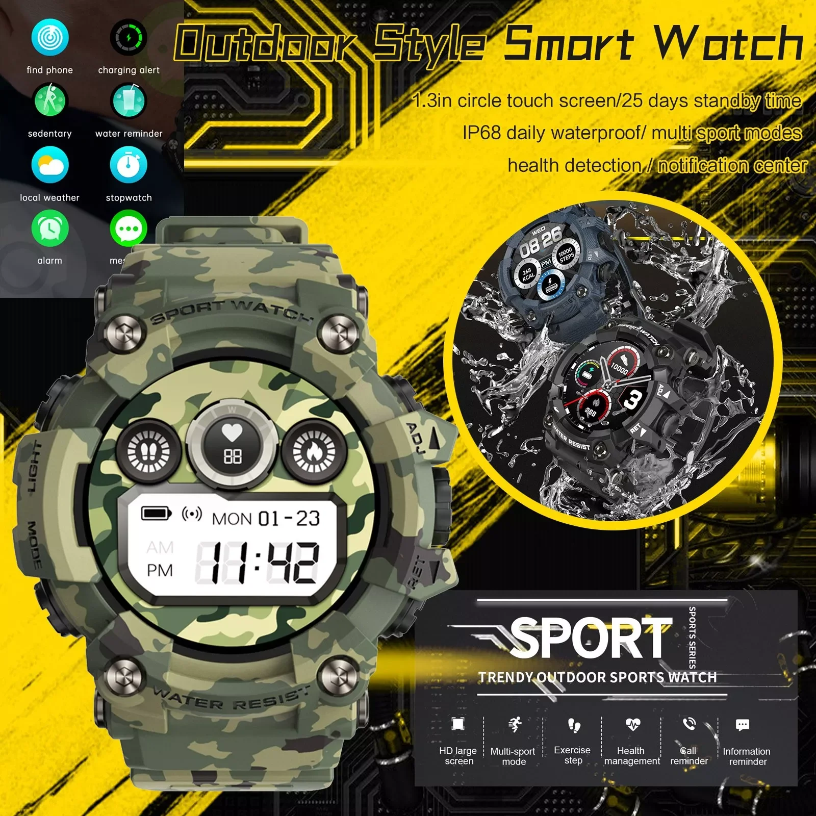 

Tick Talk Watch 3 T6 Smart Watch 1.3 Inch Round Dial Outdoor Sports IP68 Waterproof Watch Fitness Watch with Pressure Monitor
