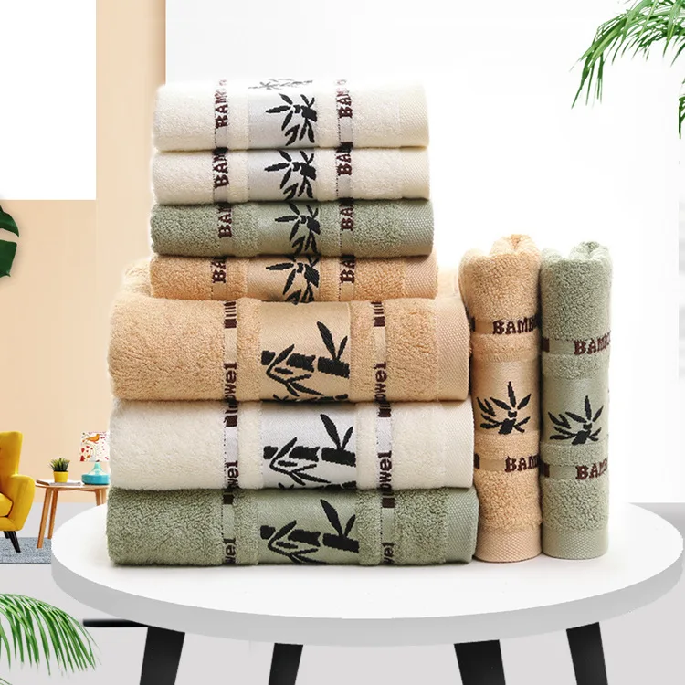 

Комплект полотенец из бамбукового волокна, домашнее банное полотенце для взрослых, полотенце для лица, толстое Впитывающее роскошное полот...