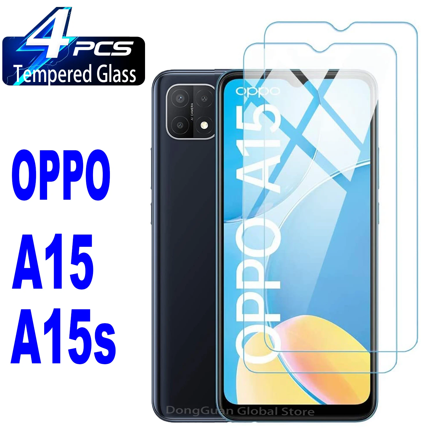 2/4Pcs Tempered Glass For OPPO A15 A15s Screen Protector Glass Film