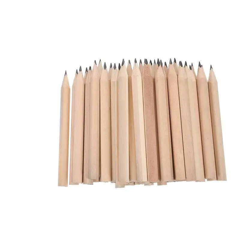 

50Pcs Log Short Pencils Children Writing Pencils Erasable Study Pencils