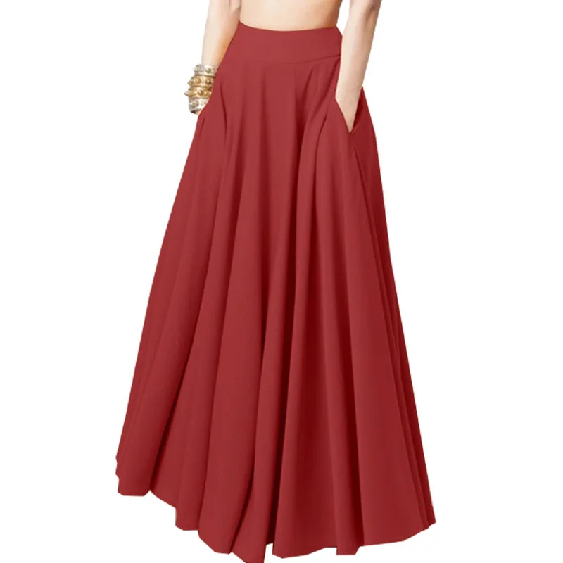 

Fashion Pleated Long Skirt for Women 2023 Summer Korean Style High-Waist Skirts Woman Office Streetwear Midi A-line Skirt