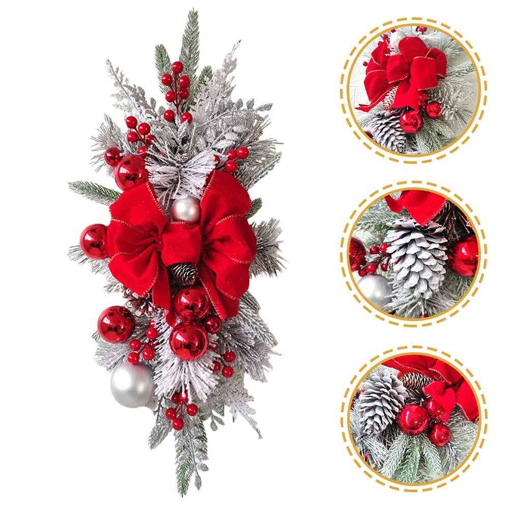 

Christmasteardrop Wreath Garlandstair Door Railing Artificial Wall Holiday Stairway Decorations Hanging Berry Pine Bow