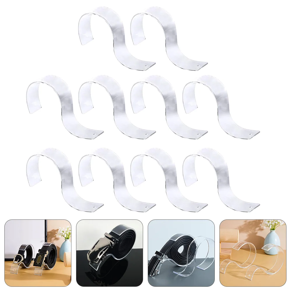 

10 Pcs Men's Belts Display Stand Acrylic Stands Coat Hanger Shelf S-shaped Racks Miss