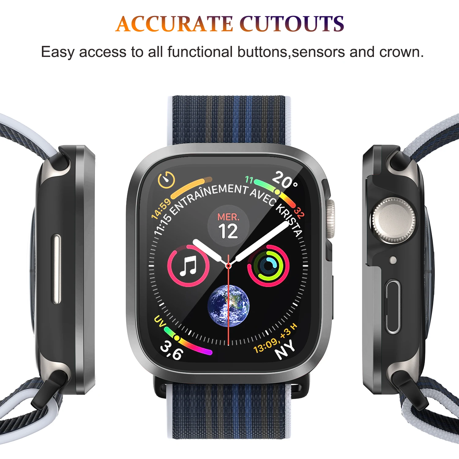Фото Защитное стекло и металл для Apple Watch Ultra 49 мм, аксессуары для защиты бампера из закаленного стекла iwatch series 8 7 se 45 мм 41 мм 44 мм 40 мм, чехол №3