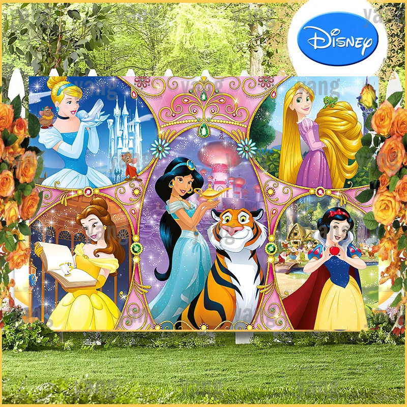 Disney Princess Glass Slipper Cinderella Birthday Party Magic Castle Wedding Backdrop Background Banner Decoration Photo Shoot enlarge
