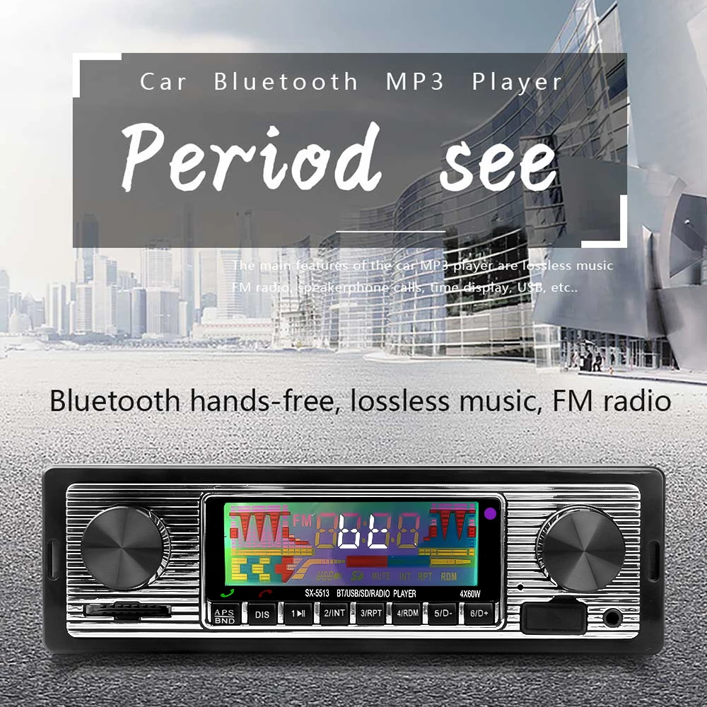 Auto Car Radio Bluetooth Vintage Wireless Multimedia MP3 Player AUX USB 2.0 FM Play Retro Stereo Audio Player Remote Control