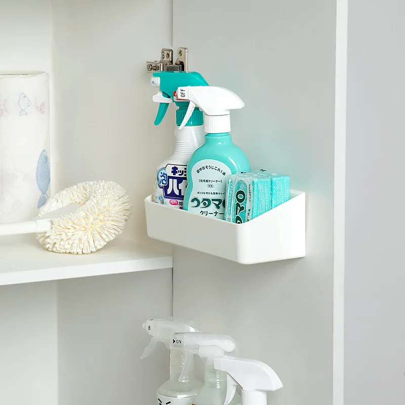

Simple Storage Box Wall-mounted White Punch-free Plastic Cabinet Organizer Boxes Home Kitchen Bathroom Load-bearing Strong Racks