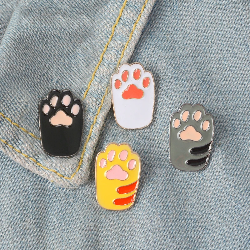 

10 PCS / LOT Cat Kitten Paws Enamel pins Cute Cartoon Orange White Black Grey Brooches Pins DIY Badge Gift Jewelry