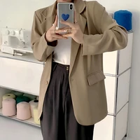 fashion woman blazer 2022 casual elegant womens black jackets overcoat single button polyester spring outfit clothing female