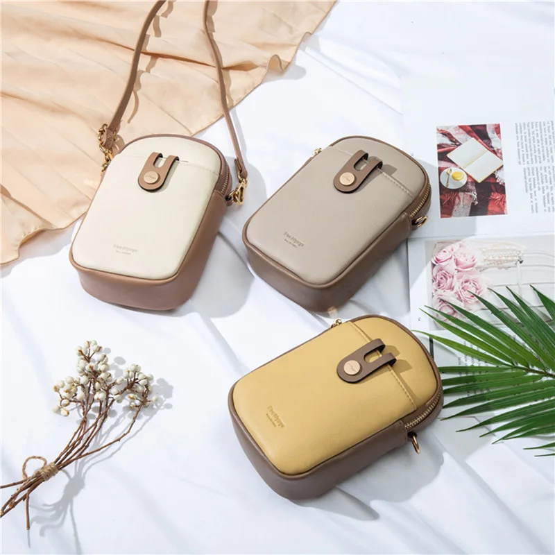 Cell Phone Crossbody Bags for Women Soft Pu Leather Mini Shoulder Messenger Phone Bag Female Fashion Brand Designer Lady Purse