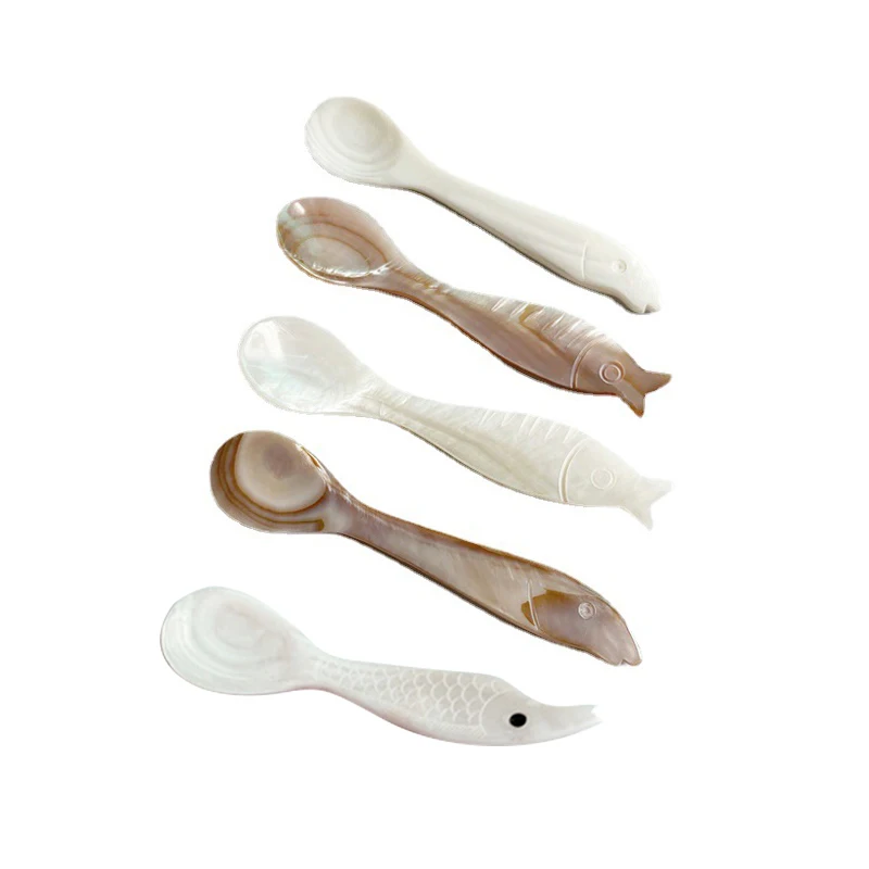

Fish-shaped shell spoon Coffee Serving Spoon Flatware Ice Cream Dessert Stirring Teaspoon Kitchen Tableware Tools