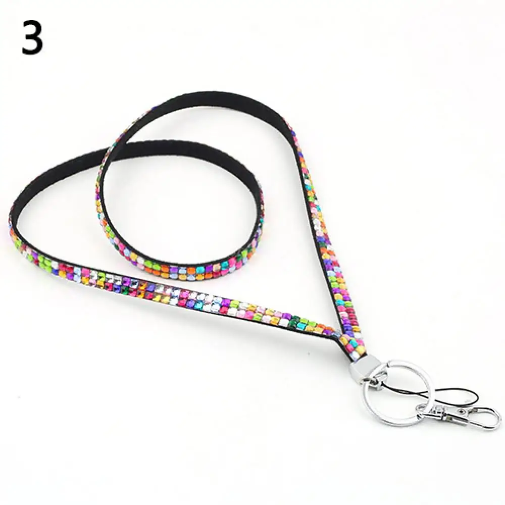 

Luxury Rhinestone Bling Shiny Custom Lanyard ID Badge Cellphone Key Holder Ring