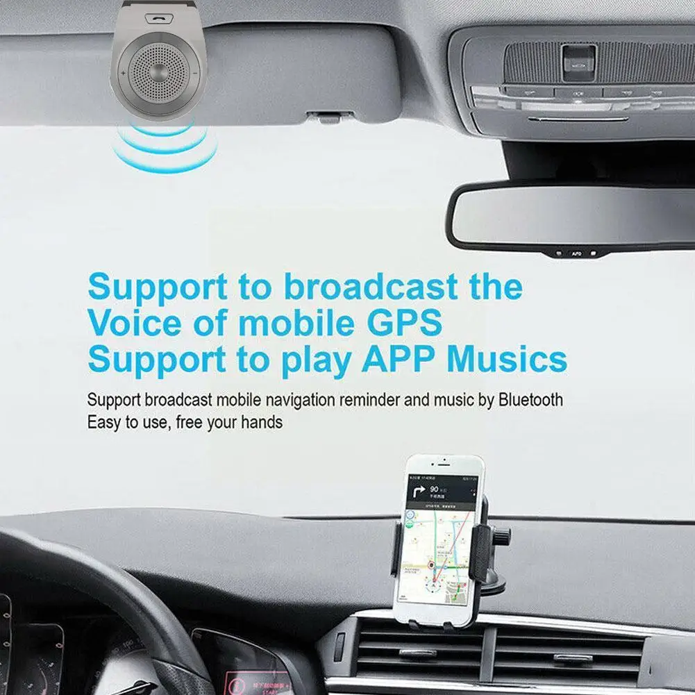 

Handsfree Car Kit 4.1 Visor Clip Wireless Audio Speakerphone Speaker Player Loud Microphone Dual Music Receiver A5n7