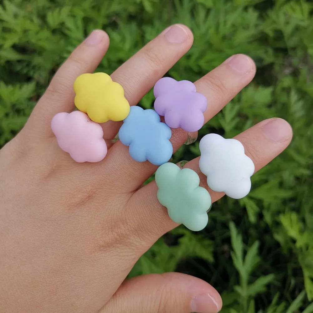 

2022 Creative Multicolor Cloud Rings Fashion Delicate Lovely Resin Finger Ring Children's Birthday Gifts Jewelry