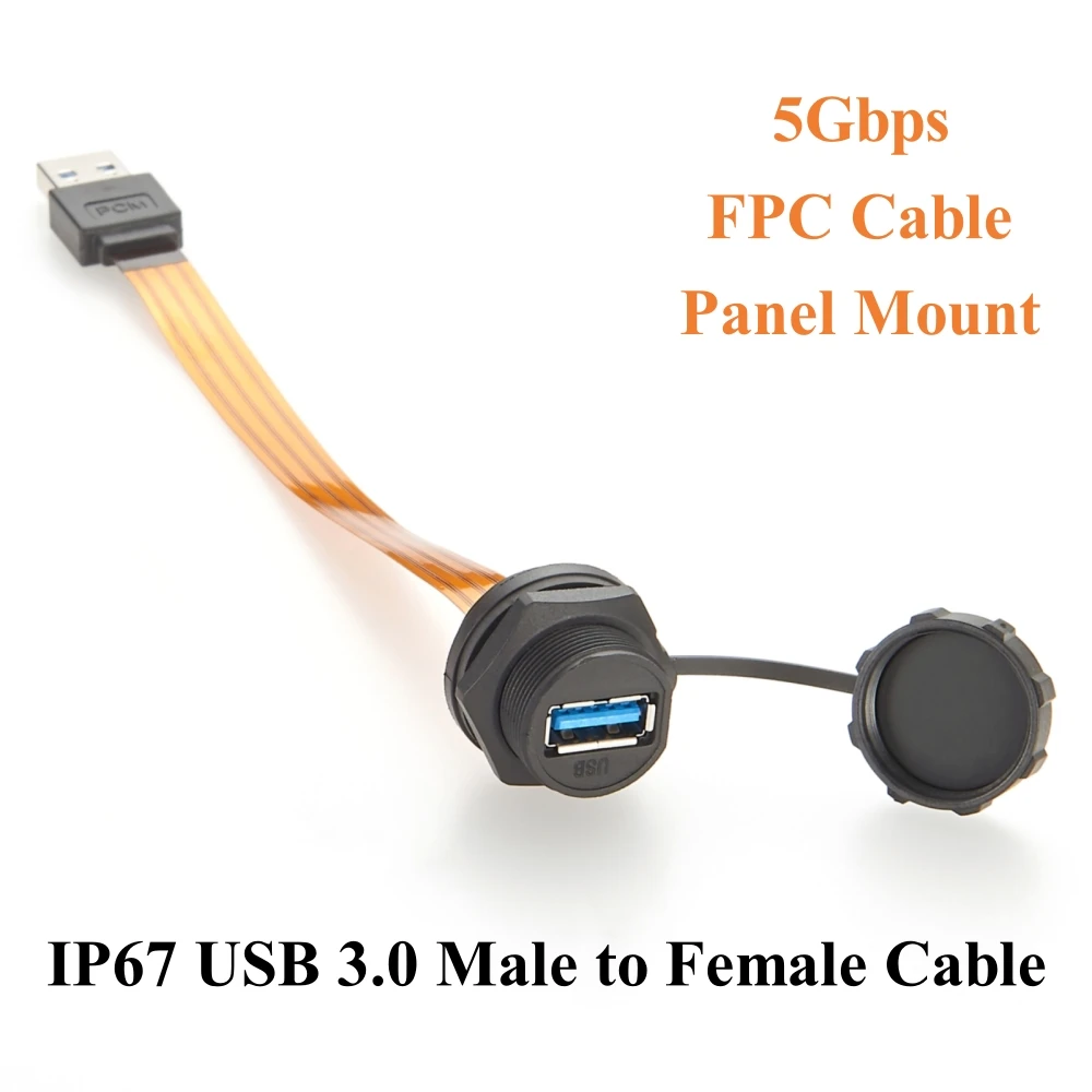 Фото IP67 USB 3.0 Удлинительный кабель для крепления на панели заподлицо 5 Гбит/с Тип-А «папа-мама» FPC с плоской лентой Гибкий кабель для передачи данных для ПК, сканера №1