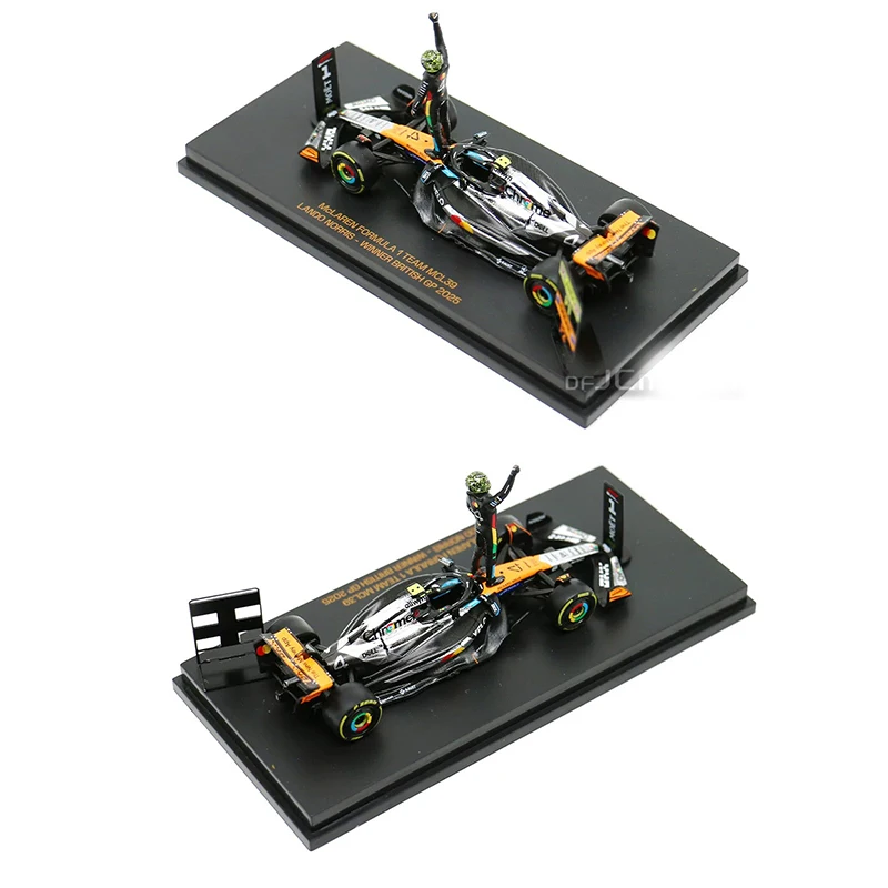 Фото Модель автомобиля Minichamps 1/64 McLaren MCL39, победитель Британского Гран-при 2025 года Ландо Норриса, хромированная ливеринг-покраска, болиды Формулы-1 с фигуркой пилота №3