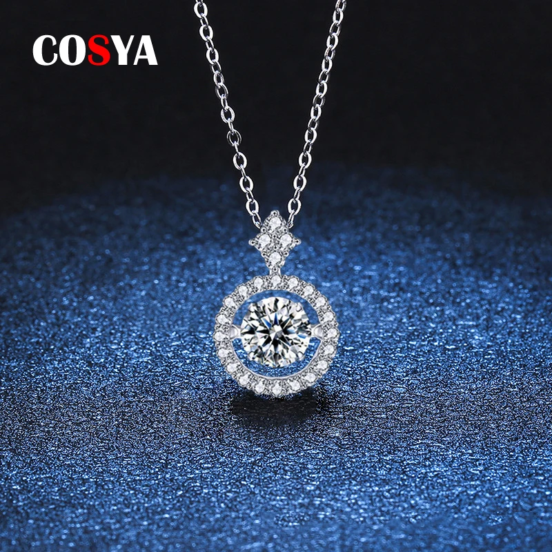 

COSYA 925 Sterling Silver 0.8ct D VVS1 Diamond with GRA Moissanite Beating Heart Pendant Necklace For Women Party Fine Jewelry